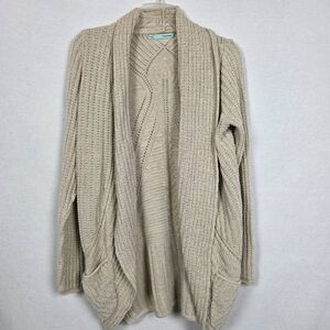 Maurices L Longline Open Knit Cardigan Beige Boho Drape